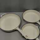 Nonstick Enameled Cast Iron Cookware - 3 enameled cast iron skillet 8-Inch, 9.5" Frying Pan & 11-Inch Large Cookware, Healthy Non Toxic Cooking Pan, PFOA PFAS PTFE Free, White