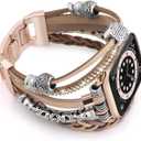 Boho Bracelet Compatible for Apple Watch Band 40mm Women, Multilayer Wrap Strap for Apple Watch 41mm 38mm, Leather Copper Pipe Apple Watch Bands for iWatch Series 10/9/8/7/6/5/4/3/2/1/SE - Khaki
