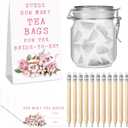 72 Pcs Bridal Shower Tea Party Favor Game Prizes 1 Guessing How Many Tea Bags Sign 50 Guessing Game Cards with 20 Pencils and 1 PET Jar for Guests Wedding (No Tea Bag)