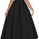 ZESICA Women's Summer Strapless Cocktail Dresses 2026 Elegant Off Shoulder Flowy A Line Wedding Guest Party Midi Dress Size M