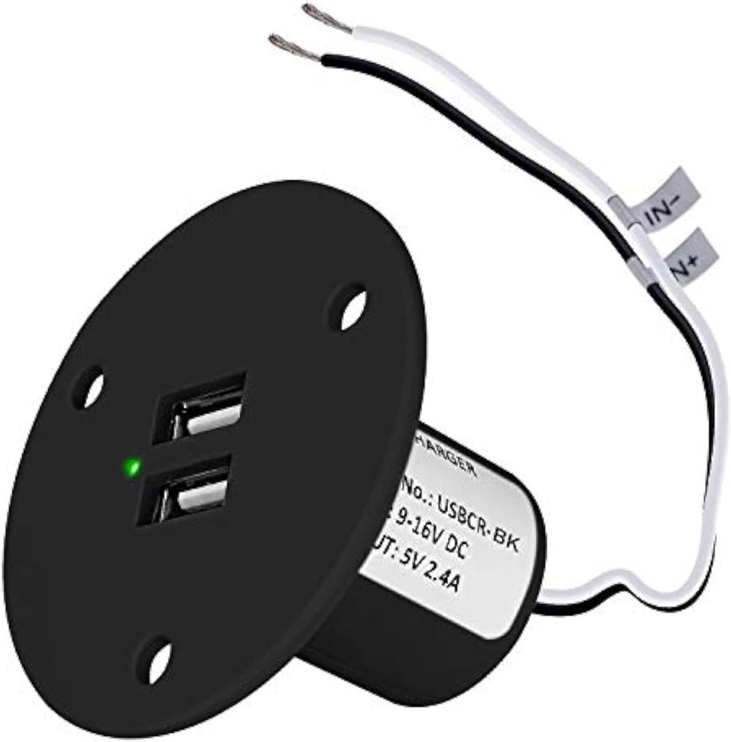 Facon 12V RV USB Charger Socket, 5V/2.4A Dual RV USB Outlet, Wall Mount RV USB Charging Port, for RV Trailer Camper Boat Marine Motorhome (Black) Facon 12V RV USB Charger Socket, 5V/2.4A Dual RV USB Outlet, Wall Mount RV USB Charging Port, for RV Trailer Camper Boat Marine Motorhome (Black)