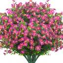 Outdoor Artificial Flowers UV Resistant & Fade Proof, 12 Pack Realistic Fake Flowers for Garden, Patio, Lawn Decor - Weatherproof Plastic Plants (Magenta)