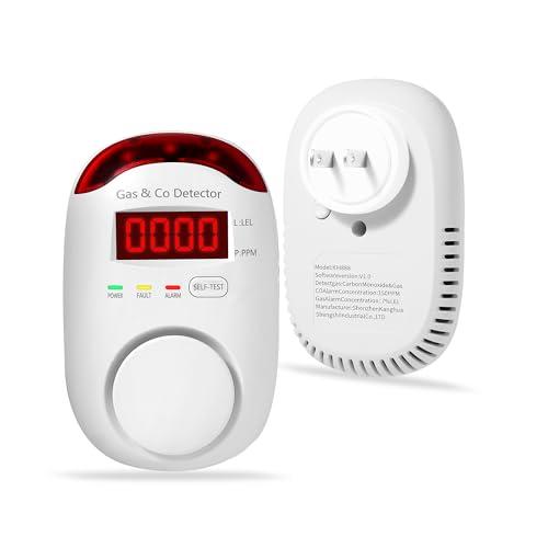 Combination Gas & Carbon Monoxide Detectors - Koabbit Plug in Carbon Monoxide Detector,Propane, Natural,Methane, Explosive Gas Detector Alarm & CO Detector Alarm for Home,Easy to Read