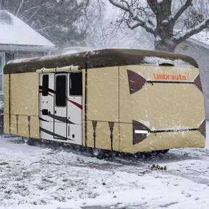 Umbrauto Class A RV Cover 34' ~ 37' – Upgraded Heavy-Duty 7-Layer Top Class A Motorhome Cover, Windproof & Breathable Toy Hauler Travel Trailer Covers Includes 3 Extra Straps & Gutter Covers