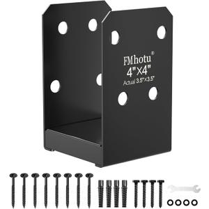 4x4 Stainless Steel Post Base,Internal 3.5 x 3.5 Post Anchor Bracket,Deck Post Base Concrete Support Anchor Base for Deck Railing, Fences, Mailboxes(1Pcs Black)