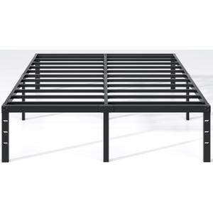 NEW JETO Metal Bed Frame,Full Size Bed Frame with Storage Space,Heavy Duty Sturdy Mattress Foundation,Easy Assembly,No Box Spring Needed, Black,14 Inch,Full