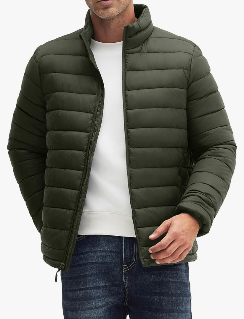 Men's Puffer Jacket Lightweight Warm Winter Jackets for Men Windproof Insulated Puffy Coat with 3 Pockets XXL