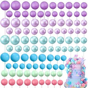 108 Pcs Balls Cake Topper DIY Cupcake Insert Foam Balloons for Cake Baking Wedding Anniversary Birthday Decoration(Bright Colors,Multi Sizes)
