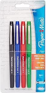 Paper Mate® Flair® Porous-Point Pens, Medium Point, 1.0 mm, Assorted Ink Colors, Pack Of 4 Pens