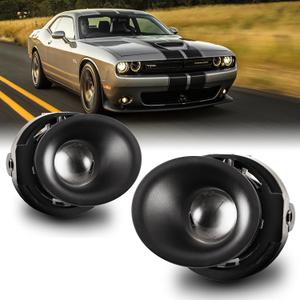 Fog Lights Assembly for Dodge Challenger 2015-2023 with Bulbs H11 12V 55W | Driving Fog Lamps Replacement with Projector Lens, Wiring Kit and Switch Included, 1 Pair