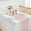 4 Pack 18x120 Inch Dusty Pink Cheesecloth Table Runner 10FT Long Cheese Cloth Boho Rustic Gauze Table Runner for Wedding Baby Shower Birthday Party Home Decor