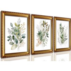 Gold Framed Botanical Wall Art Set of 3, Sage Green Watercolor Prints
Vintage Greenery Decor for Living Room, Bedroom, Office, Dining Room, Farmhouse and Cottagecore Spaces 10x8 inch