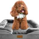 Spotted Play Orthopedic Dog Bed with Sides - Dog Sofa Beds for Small Dogs, Supportive Foam Pet Couch Bed with Washable Removable Cover, Waterproof Lining and Non-Slip Bottom, Grey - S