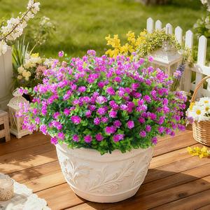 SITUMEIZI 8 Bundles Artificial Flowers Outdoor Fake Flower Plastic UV Resistant Shrubs Greenery Plants Hanging Decorations Garden Porch Window Box Farmhouse Outside Summer Indoor Decor(Fuchsia)
