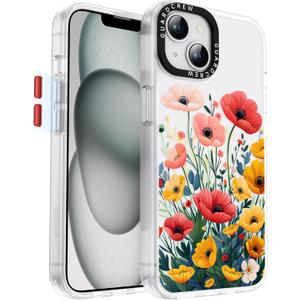 for iPhone 14 Case, [Floral Garden] Cool Aesthetic Pattern for Women, [11FT Military-Grade Drop Tested] Slim Crystal Clear Shockproof TPU Bumper Phone Cover, 6.1"