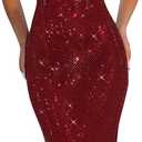 Womens Sparkly Sequin Prom Dress for Women 2026 Bachelorette & Birthday Party,Homecoming Dancing,Evening Cocktail (Red, M)