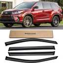 Window Visor for 2014-2019 Toyota Highlander, Out-Channel Rain Guards Shields Vent Deflector Shade Wind Dark Smoke for 14-19 Highlander 2015 2016 2017 2018, Outside-Mount, 4PCS
