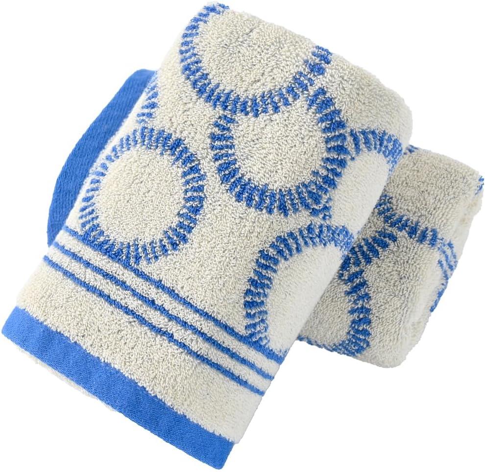 sense gnosis Blue Air Bubble Pattern Hand Towels Set of 2 Super Soft 100% Terry Cotton Towel Highly Absorbent Face Towel for Bathroom 13" X 29"