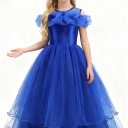 Girls Princess Dress with Crown Magic Wand Cape Princess Costumes for Party Cosplay3-9