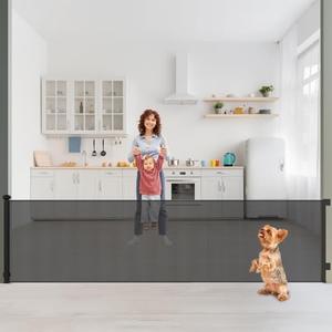 Reinforced 26 Inch Tall Retractable Dog Gate to Step Over 95" Wide Short Mesh Baby Gate Retractable Baby Gate for Doorway Low Outdoor Retractable Gate Small Pet Gate for Stair Puppy Gate for The House