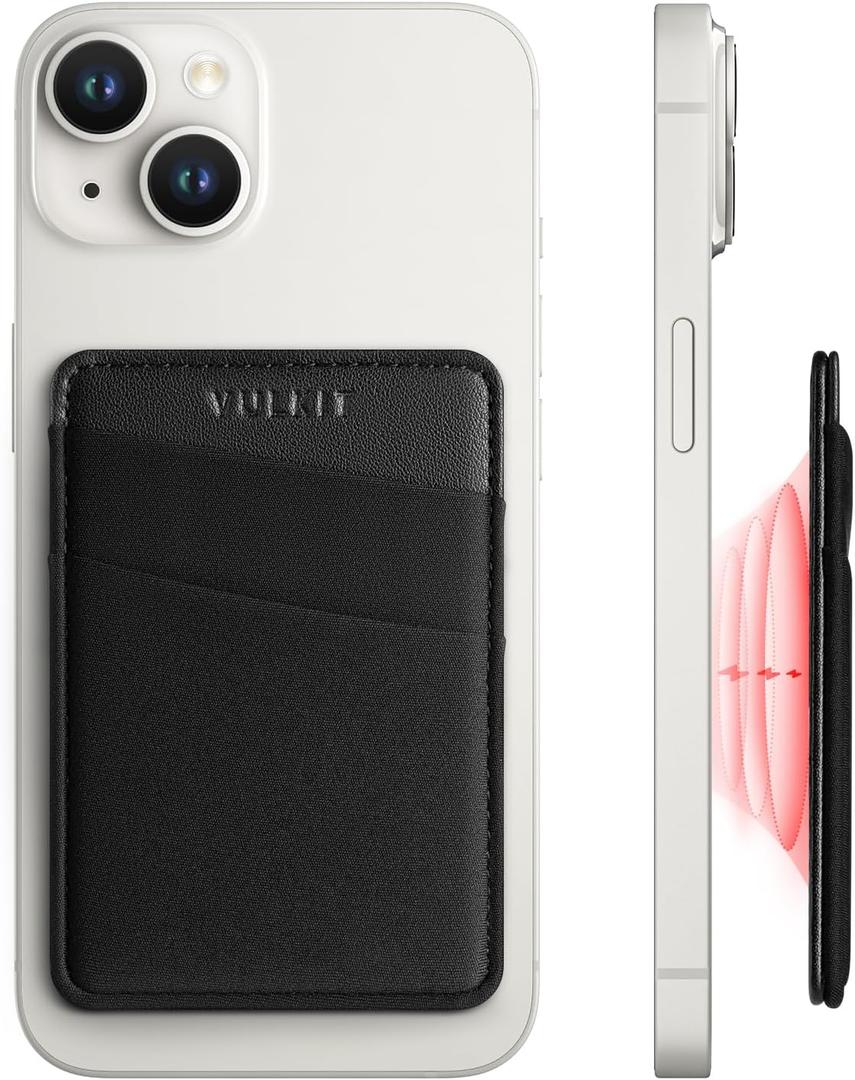 VULKIT Magnetic Phone Wallet for MagSafe- RFID Blocking - Card Holder Wallet for iPhone 16/15/14/13/12 Series & Phone Case with MagSafe Black