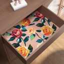 Pink Floral Wallpaper Peel and Stick, Watercolor Orange/Yellow Rose Contact Paper 17.5" x 118", Boho Wall Paper Self Adhesive Waterproof Removable for Girl Bedroom Shelves Cabinet Drawer Table Decor