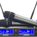 Profession Wireless Microphone System, UHF Handheld Dual Cordless Mic True Diversity Metal Microphones Set, 700ft Range, 2x100 Channels, Auto Scan, Mics for Stage/Studio/Singing/Church