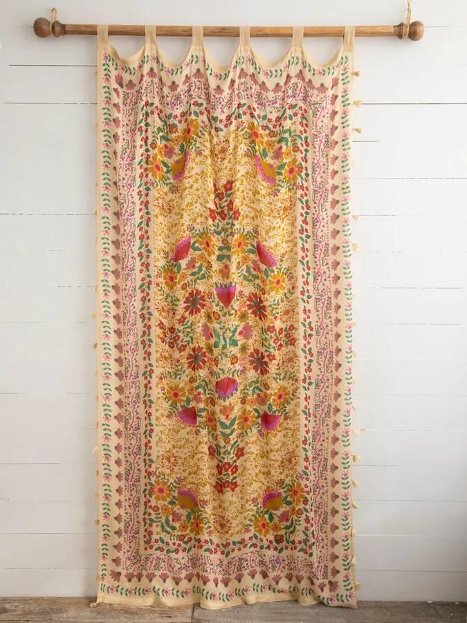Printed Curtain Panel, Style Coral Jade Motif  - 84' x 48', 2 Panels