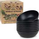 Grow Forward Premium Wheat Straw Bowls Set of 8 - Reusable 20oz Hard Plastic Cereal Bowls - Unbreakable Microwave Safe Bowls for Kitchen, Camping, RV, Dessert, Soup, Salad, Ramen, Eating - Midnight