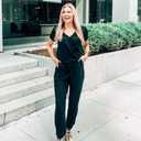 PRETTYGARDEN Jumpsuits for Women 2026 Spring Summer Casual Dressy Short Sleeve Romper Airport Vacation Travel Outfits (Black,Small)