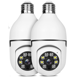 Light Bulb Security Camera Wireless Outdoor Indoor 2.4G WiFi Security Cameras for Home Security 360° PTZ Camera Motion Detection and Alarm TwoWay Audio Based E27 Light Bulb Socket