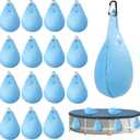 UQM 16 Pack Large Pool Cover Weights with Hooks, Leakproof Swimming Pool Cover Hanging Bag Thick PVC Pool Water Bags, Antifreezing Winter Pool Tarp Weights for Above Ground Pool Cover