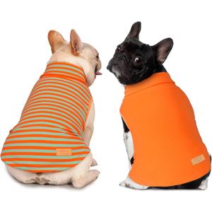 KYEESE 2Pack Dog Sweater Turtleneck Dogs Clothes Stretchy Pets Clothes Soft Pet Sweatshirt Pullover Dog Sweaters for Small Dogs Male Warm Pet Coats (X-Large (19-27lbs), 5# Stripe+Orange)