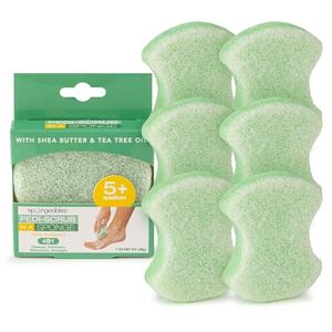 Spongables Pedi Scrub Foot Exfoliating 5+ Wash Sponge, Citron Eucalyptus, 6 Count