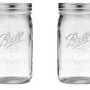 Ball Wide Mouth Glass Mason Jars with Lids and Bands, Used for Canning, Pickling, Juice, Jam, Jelly, Quart Size 32 Ounce (Pack of 2)