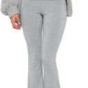 Sumleno Women Y2k Skinny Pants Flare Leggings Low Rise Fold Over Waist Bootcut Stretchy Yoga Sweatpants Lounge Streetwear (Gray, S)