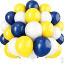 Isndare Navy Blue Yellow White Balloons, 12 Inch Navy Yellow Party Dark Yellow Latex Balloons Set for Boys Men Birthday Wedding Baby Shower Graduation Anniversary Decorations Is-02