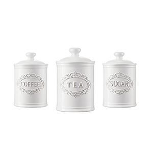 TAWCHES Relief Vine Ceramic Canisters Sets For The Kitchen For Countertop Set of 3 Airtight Coffee Canisters For Ground Coffee Sugar Container Storage Jars With Lids Farmhouse Decor Tea caddies