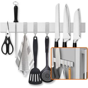 Fridge Applicable 17 Inch Double Sided Magnetic Knife Holder - Stainless Steel Knife Strip With Powerful Magnetic Pull Force - Use as Kitchen Knife Holder, Knife Rack & Tool Holder - Silver