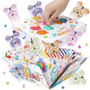 Birthday Explosion Gift Box, Flying Butterfly Surprise Gift Box, Surprise Butterfly Explosion Box, DIY Exploding Gifts Box for Birthdays, Wedding, Mother's Day, Anniversaries, 7.9x7.9x5.1in