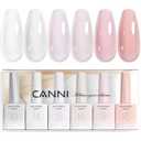 CANNI 6 Pcs 9 Ml Clear Quick Builder Nail Gel Polish Set- Milky White Neutral Nude Pink Colors Builder for Nails Strengthener Gel Thickening Extension for Beginners DIY Home Salon Manicure