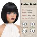10 Inch Short Bob Wig with Bangs Synthetic Black Bob Wig for Women Natural Looking Heat Resistant Wig for Daily Party Cosplay