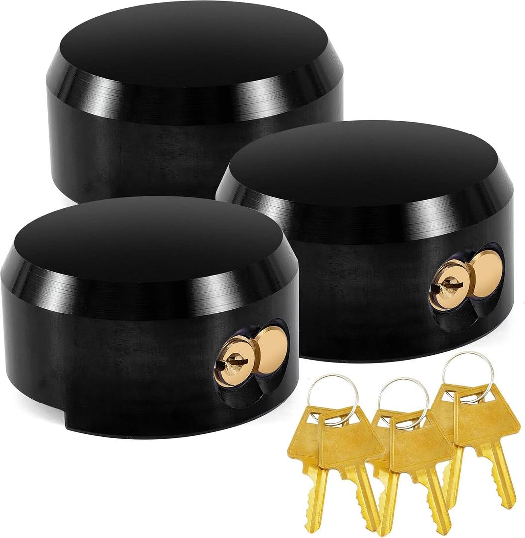 3 Pack Puck Lock for Trailers Keyed Alike, 6061 Solid Aluminum Trailer Door Locks Hockey Puck Locks, Reinforced Hidden Shackle Padlocks for Trailers Trucks Vans Shed Gates w/6 Keys