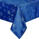 Tegeme Winter Snowflake Tablecloth Metallic Jacquard Rectangle Tablecloth Polyester Fabric Table Cloth for Winter Holidays, Dinner, Parties(Blue,60" X 84")