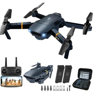 Drones with Camera for Adults Kids, Foldable RC Quadcopter, Helicopter Toys, 1080P FPV Video Drone for Beginners, 2 Batteries, Carrying Case, One Key Start, Altitude Hold, Headless Mode,3D Flips