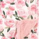 Hudson Baby Unisex Baby Plush Mink and Sherpa Blanket, Green Floral, One Size