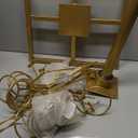 MyGift Freestanding Cowboy Hat Display Rack, 360 Degree Rotating Wig or Baseball Cap Organizer Stand with 20 Customizable Circular Hooks, 6 Foot Height, Brass-Tone Metal