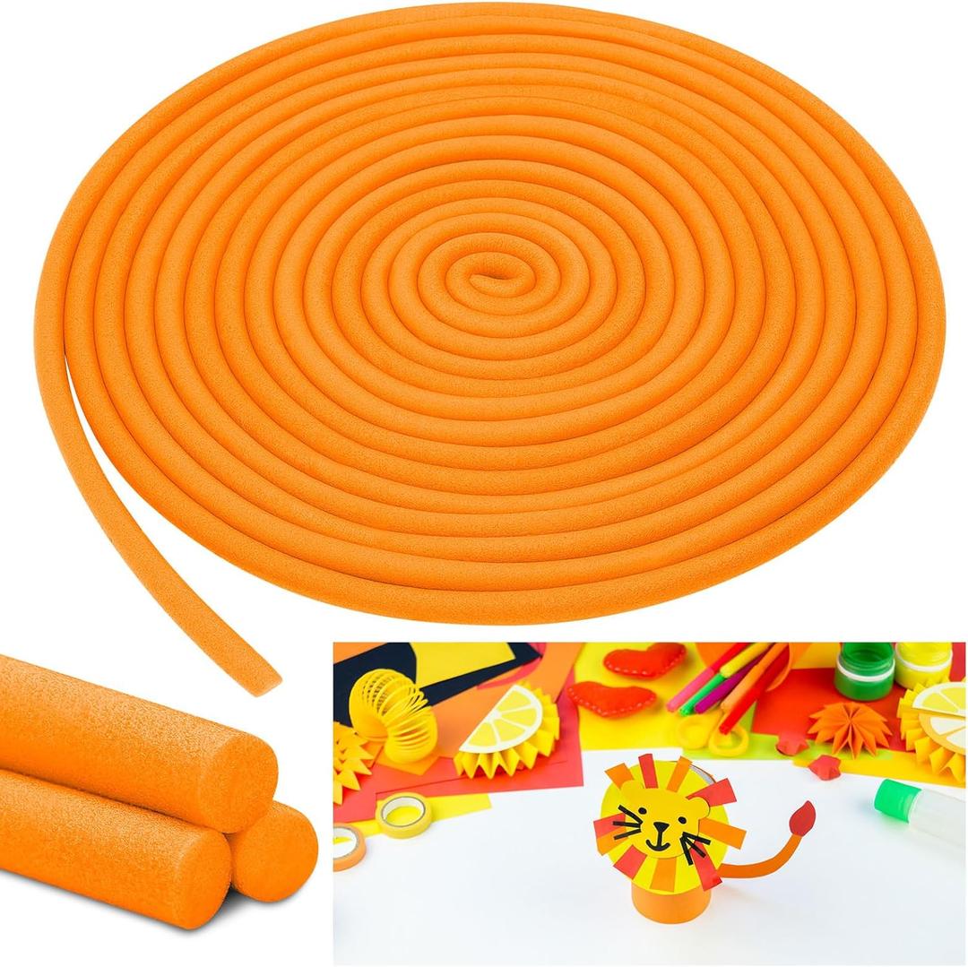 Frienda 5/8 Inch x 40 ft Orange Foam Noodles for Crafts Versatile Pool Noodles Foam Tubes Cylinder Rods for Modeling, DIY Arts and Crafts Supplies