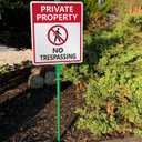 SmartSign No Trespassing Signs Private Property, 10 x 12 Inches Aluminum Sign with 3 Feet Stake