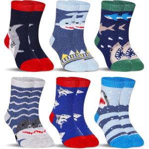 SeeyAN Kids Merino Wool Socks Boys Girls Hiking Boot Winter Thermal Warm Cozy Soft Toddler Thick Crew Socks 6 Pairs (4-7 Years)